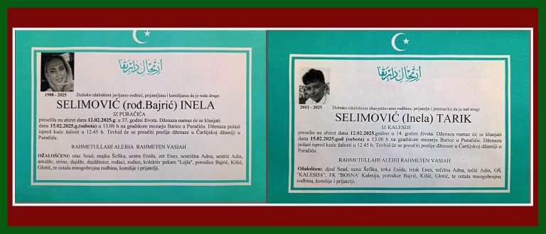 In memoriam, Inela i Taruk Selimovic