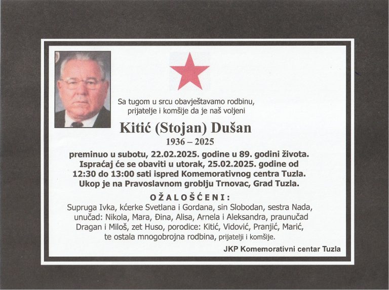 In memoriam, Dusan Kitic