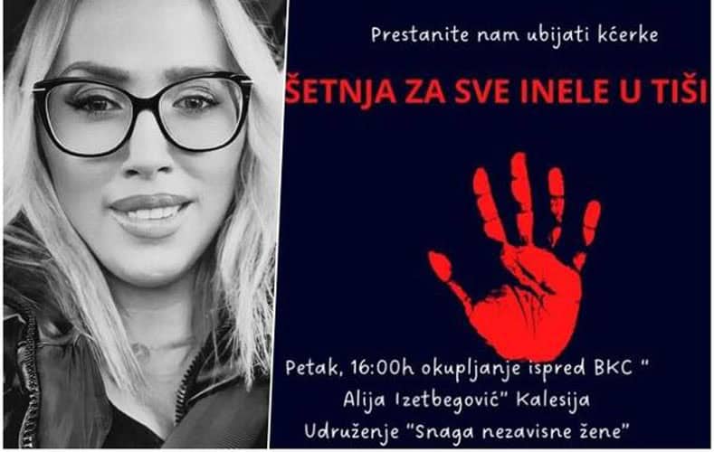u organizaciji udruzenja snaga nezavisne zene danas poslijpodne u kalesiji ce biti odrzana mirna setnja povodom jucerasnjeg ubistva inele selimovic i njenog 13-godisnjeg sina