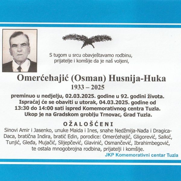 U Tuzli preminuo Husnija Omerćehajić – Huka