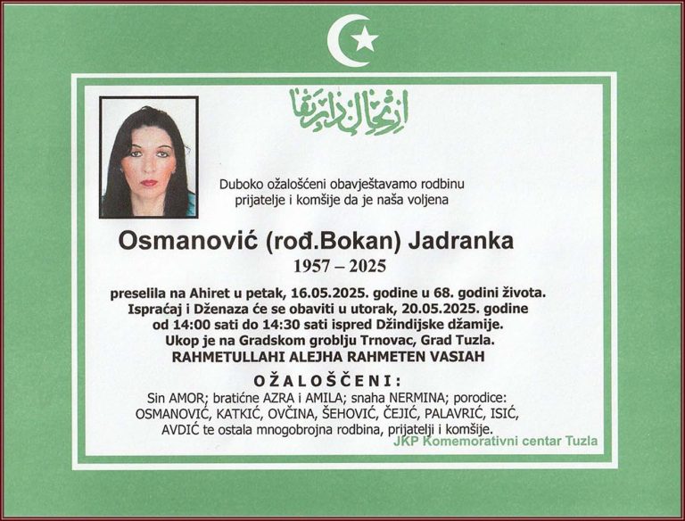 In memoriam, Jadranka Osmanovic - Bokan