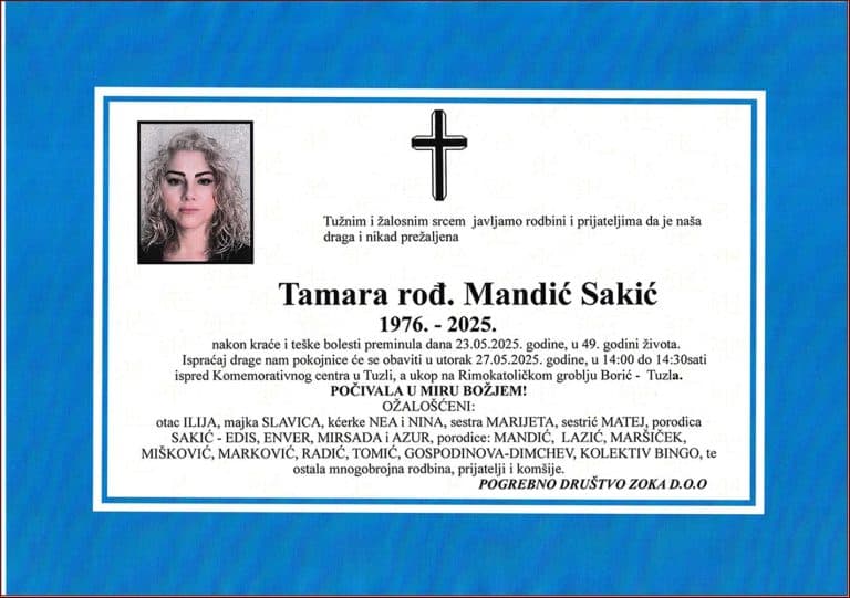 In memoriam, Tamara Sakic