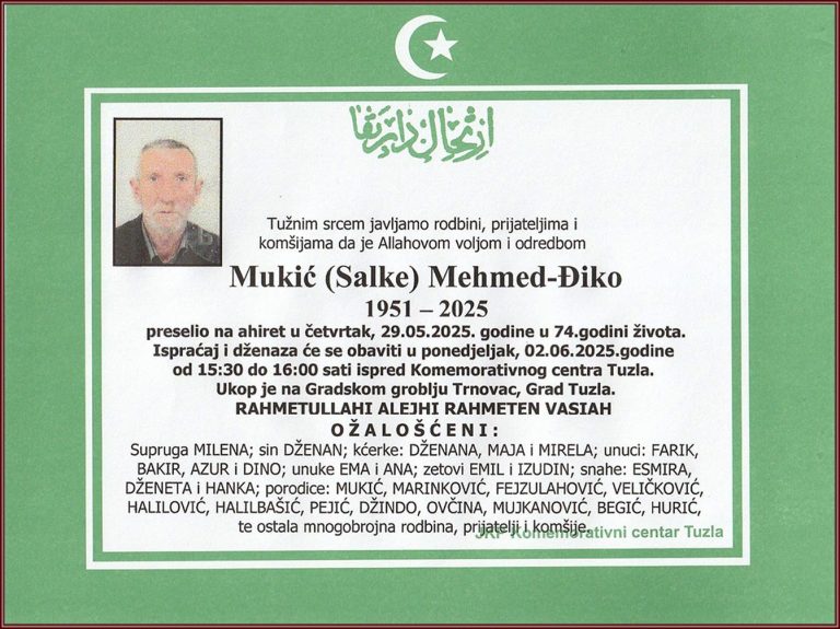 In memoriam, Mehmed Mukic