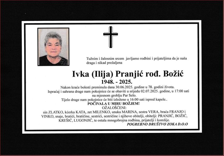 In memoriam, Ivka Pranjic