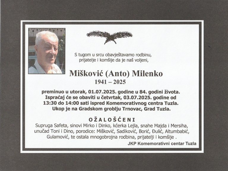 In memoriam, Milenko Miskovic