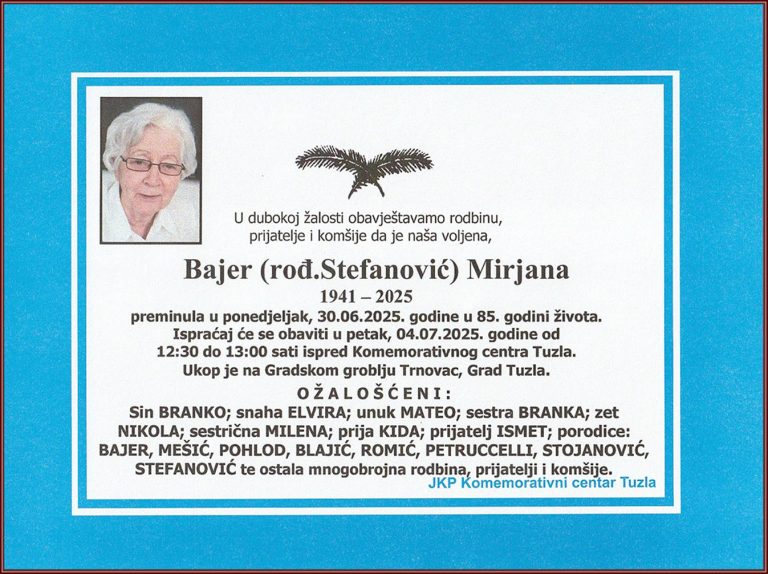 In memoriam, MIrjana Bajer