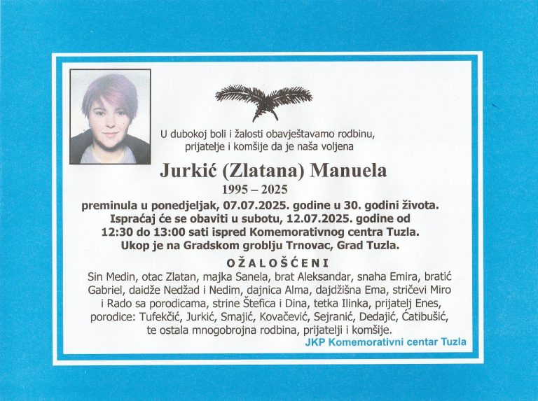 In memoriam, Manuela Jurkic