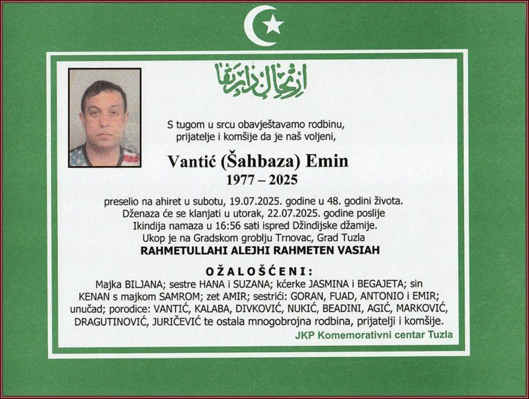 In memoriam, Emin Vantic