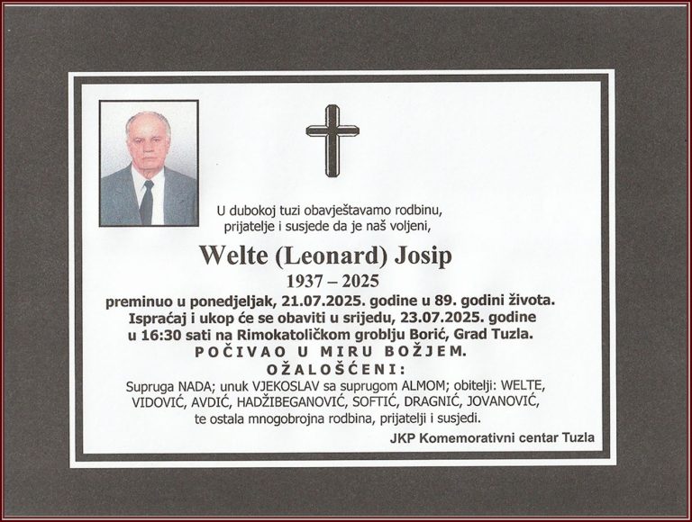In memoriam, Josip Welte