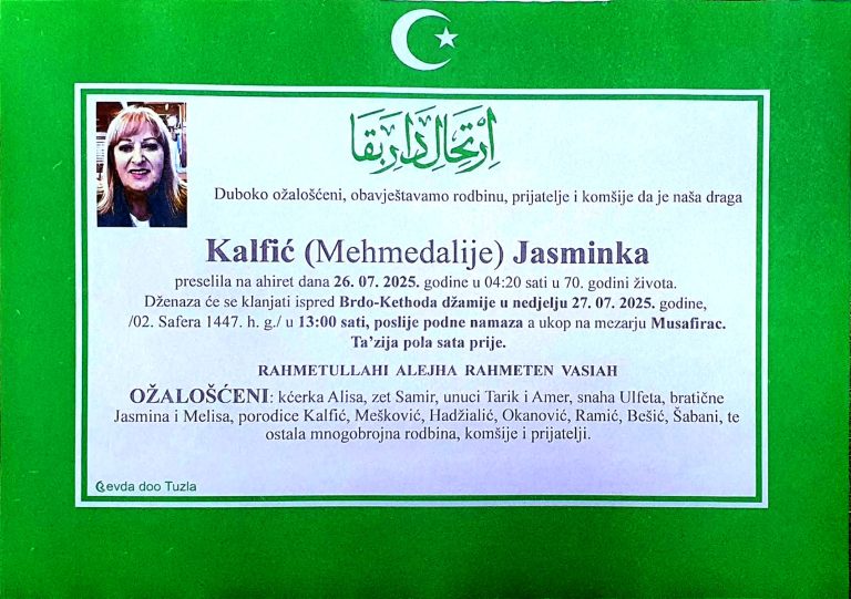 In memoriam, Jasminka Kalfić