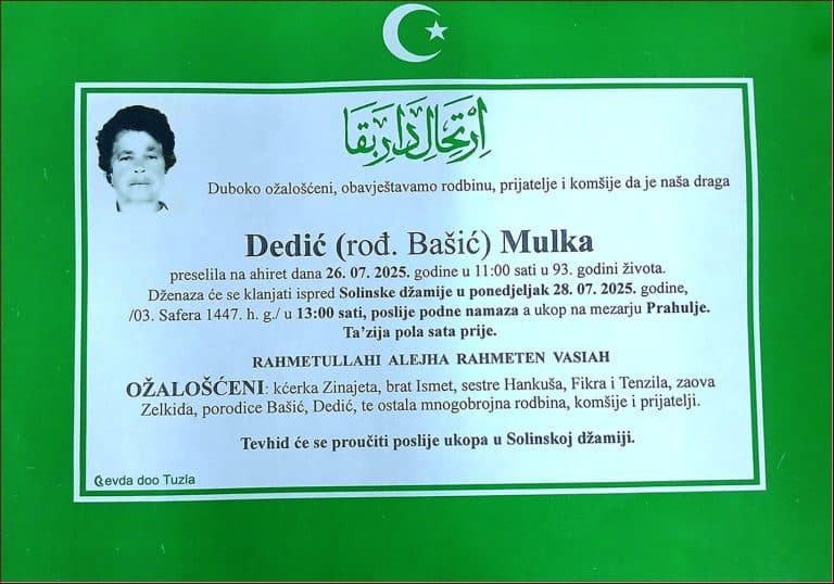 In memoriam, Mulka Dedic