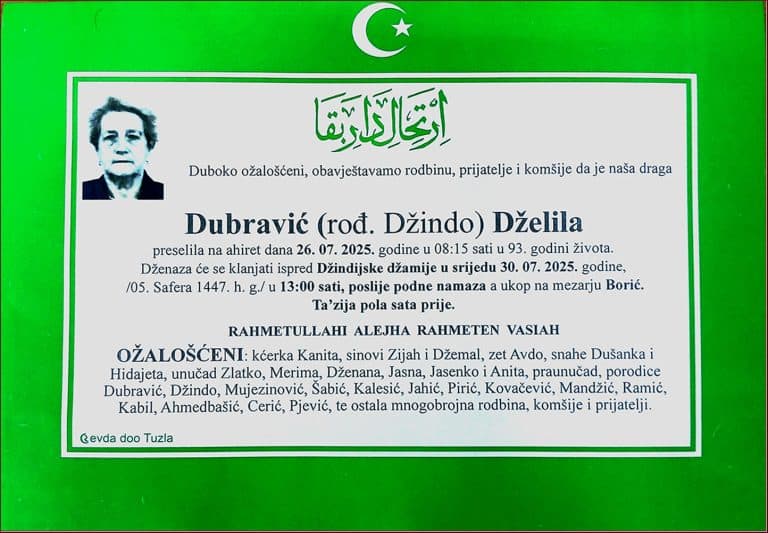In memoriam, Dzelila Dubravic