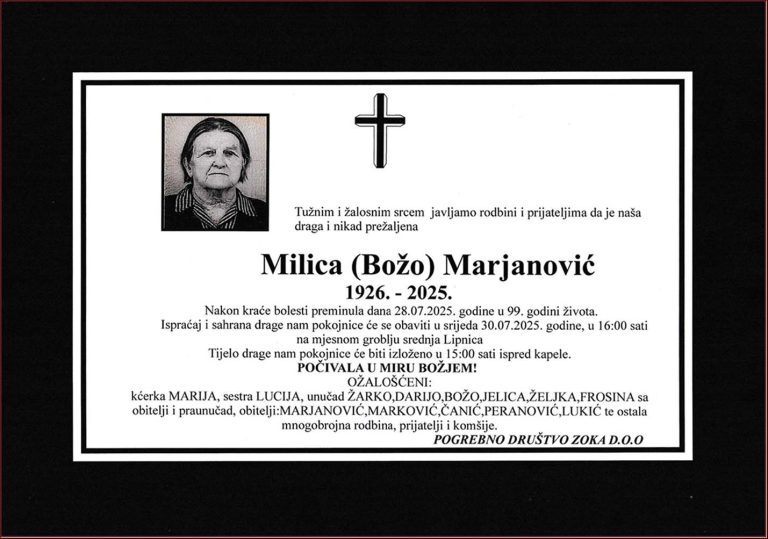 In memoriam, Milica Marjanovic