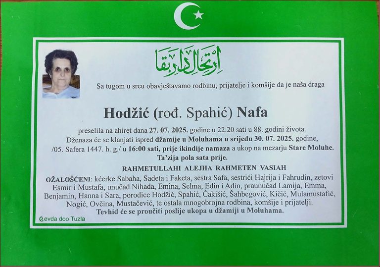 In memoriam, Nafa Hodzic