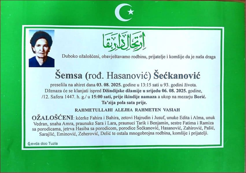 In memoriam, Šemsa Šećkanović