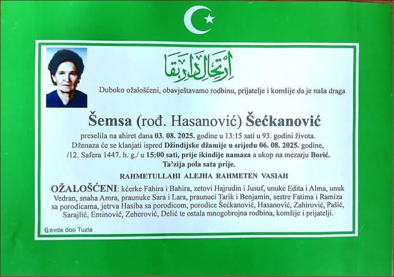 In memoriam, Šemsa Šećkanović