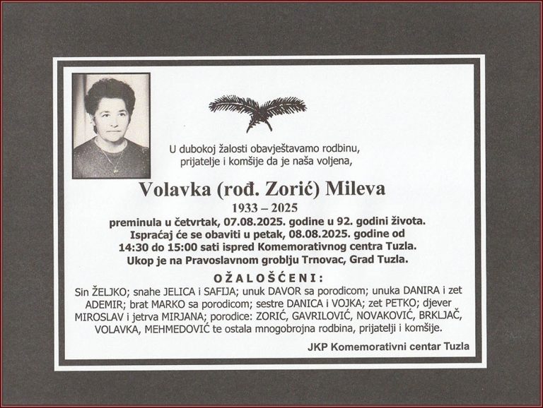 In memoriam, Mileva Volavka