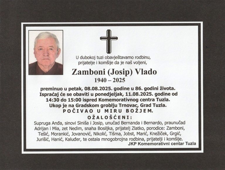 In memoriam, Vlado Zamboni