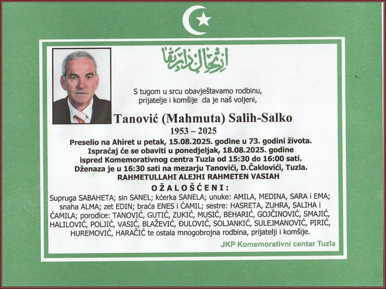 In memoriam, Salih Tanovic