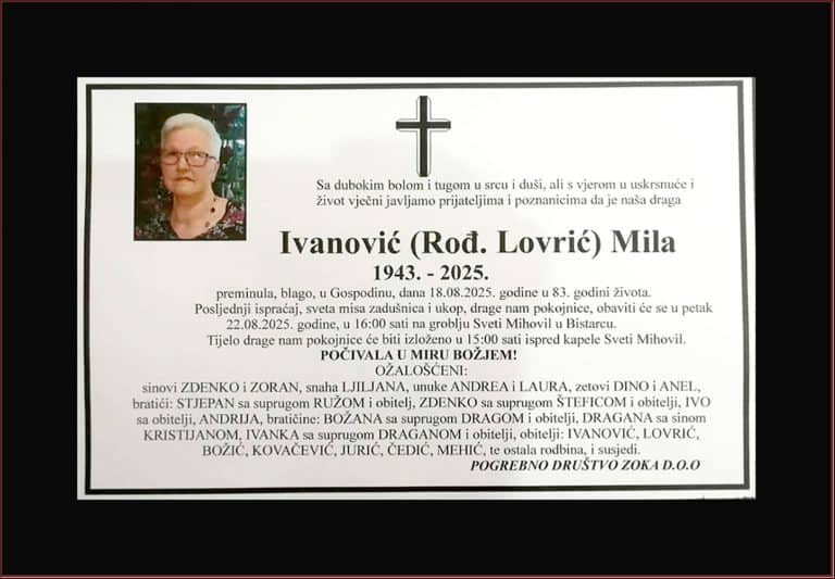In memoriam, Mila Ivanović