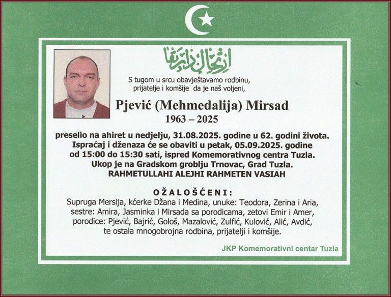 In memoriam, Mirsad Pjevic