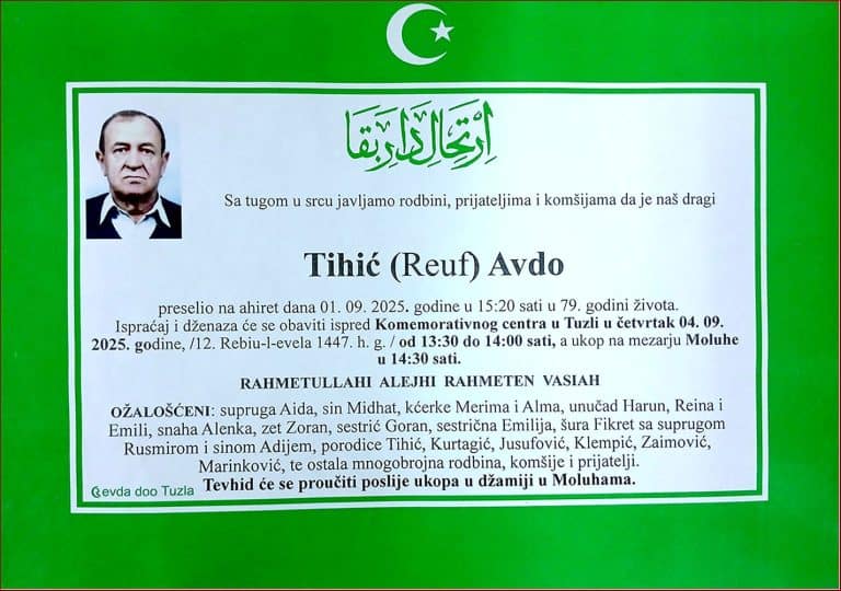 In memoriam, Avdo Tihić
