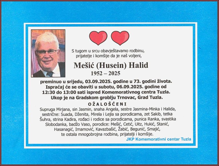 In memoriam, Halid Mesic