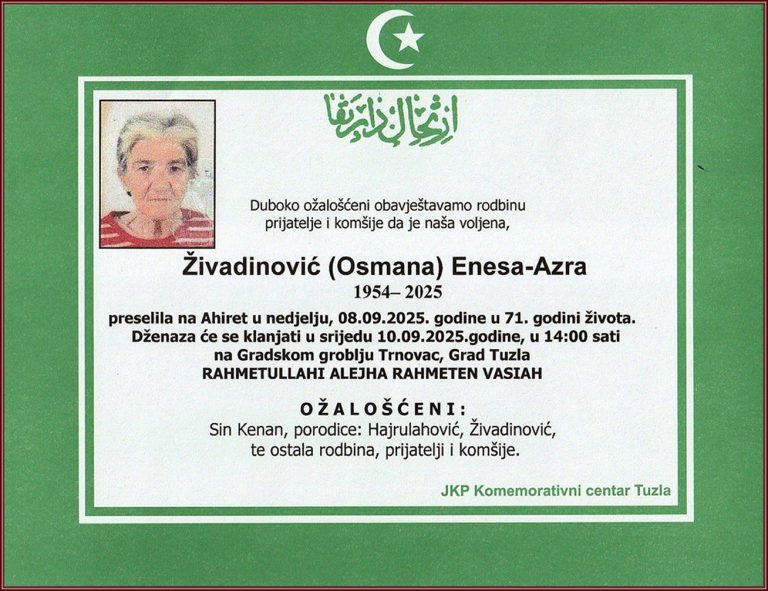 In memoriam, Enesa Zivadinovic