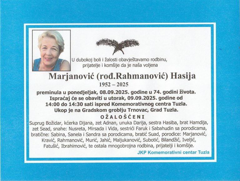 In memoriam, Hasija Marjanovic