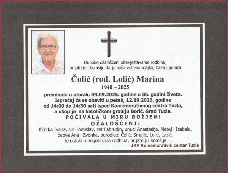 In memoriam, Marina Čolić
