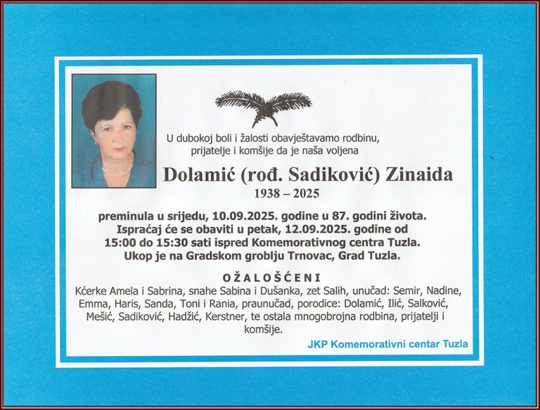 In memoriam, Zinaida Dolamic