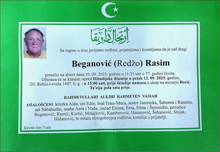 In memoriam, Rasim Beganovic
