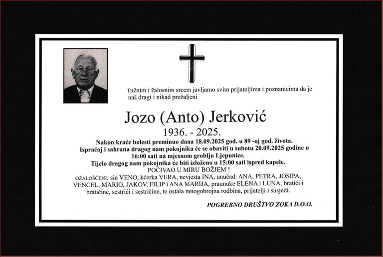 Jozo Jerkovic, In memoriam