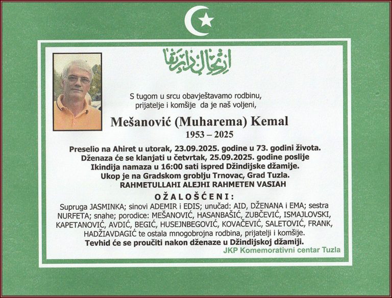 In memoriam, Kemal Mešanović