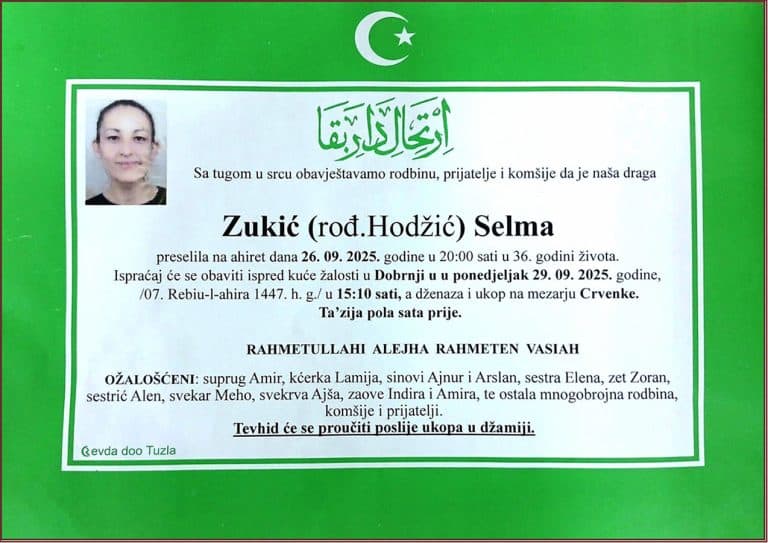 In memoriam, Selma Zukić