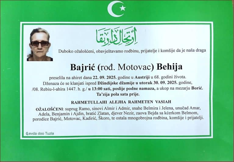 In memoriam, Behija Bajric