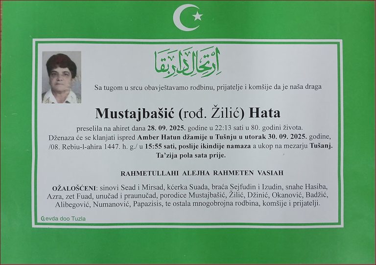 In memoriam, Hata Mustajbašić
