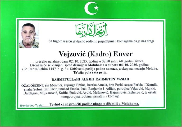 In memoriam, Enver Vejzovic