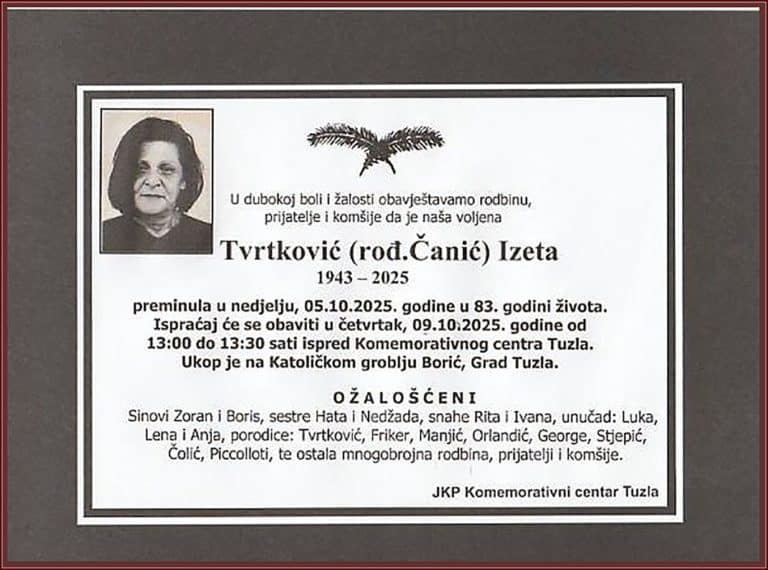 In memoriam, Izeta Tvrtković