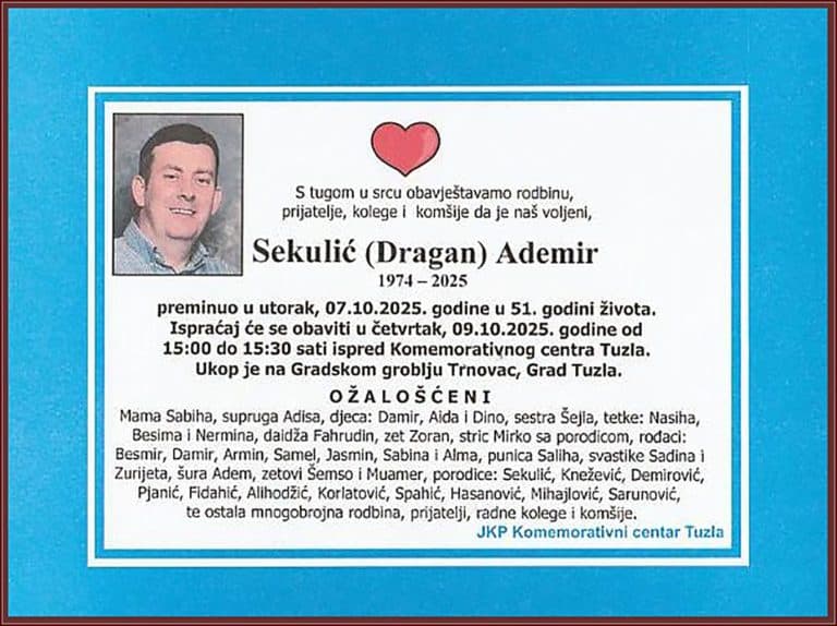 In memoriam, Ademir Sekulić