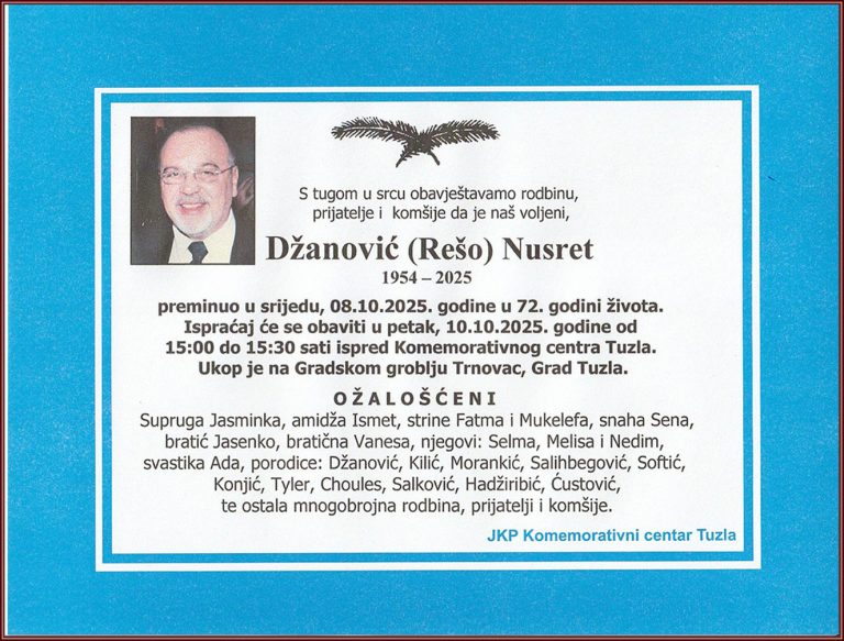 In memoriam, Nusret Dzanovic