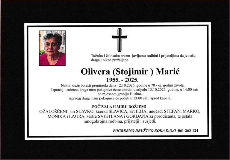 In memoriam, Olivera Maric