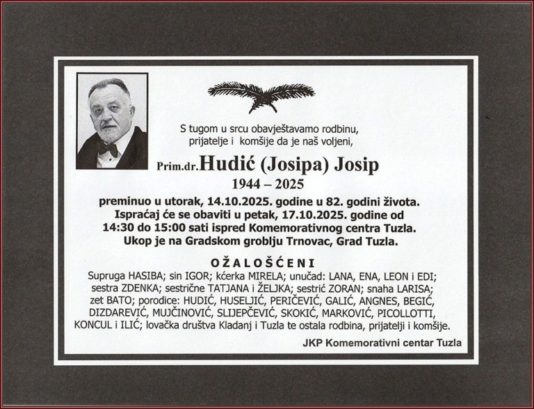 In memoriam, dr. Josip Hudić, sahrana