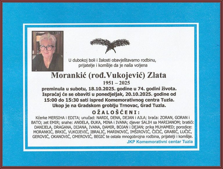In memoriam, Zlata Morankić
