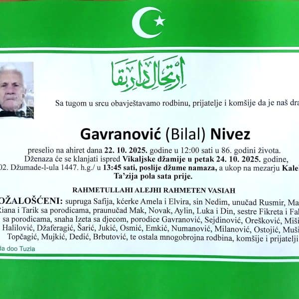In memoriam: Nivez (Bilala) GAVRANOVIĆ