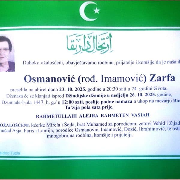 In memoriam: Zarfa OSMANOVIĆ (Imamović)