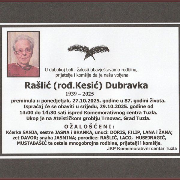 In memoriam: Dubravka RAŠLIĆ (Kesić)