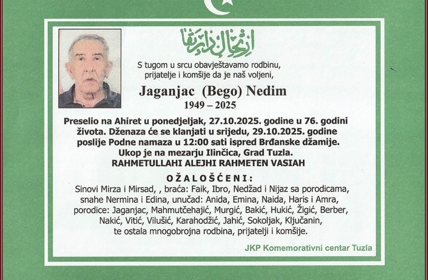 In memoriam: Nedim (Bege) JAGANJAC