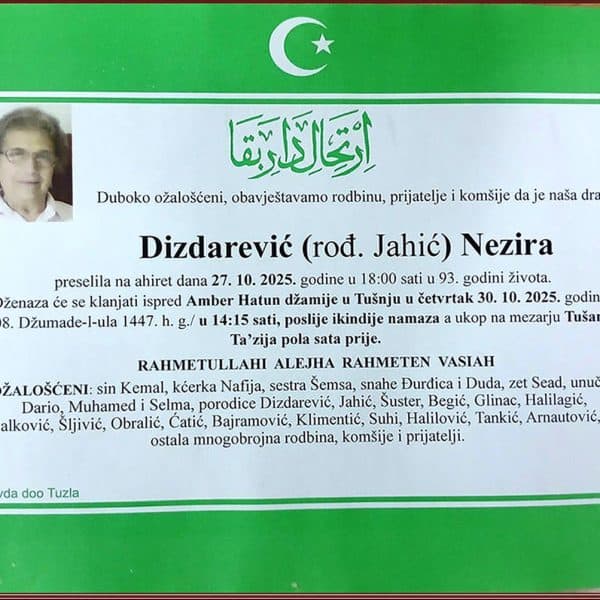 In memoriam: Nezira DIZDAREVIĆ (Jahić)
