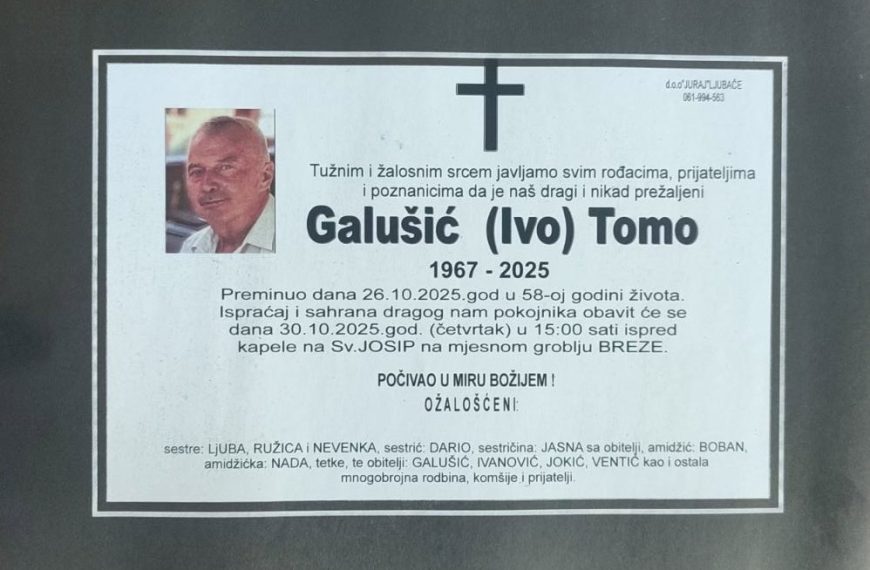 In memoriam: Tomo (Ive) GALUŠIĆ